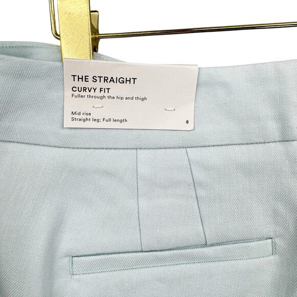 Ann Taylor NWT Pastel Blue Linen Blend The Straight Curvy Fit Pants Trousers - Picture 7 of 8